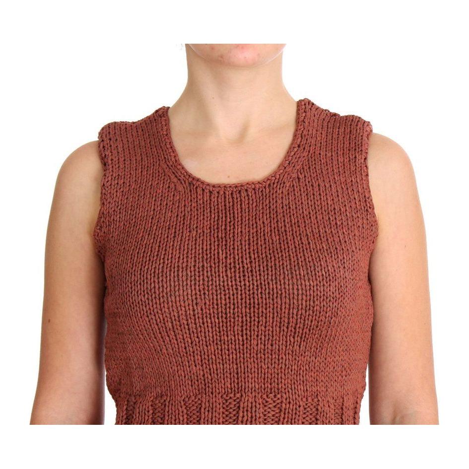 PINK MEMORIES Red Cotton Blend Knitted Sleeveless Sweater