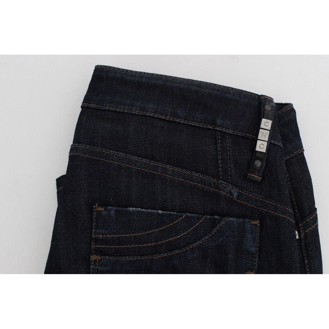 时尚修身蓝色紧身牛仔裤