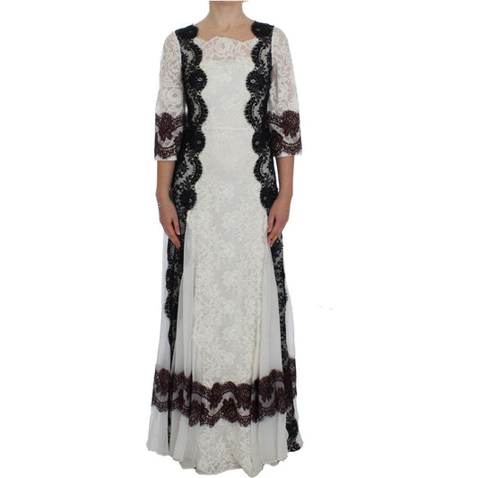 Dolce & Gabbana Floral Lace Silk Blend Maxi Dress Dolce & Gabbana