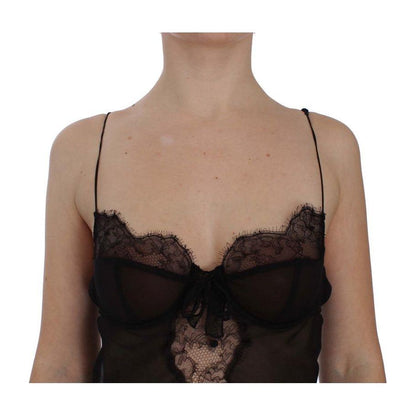 Dolce & Gabbana Black Silk Lace Babydoll Lingerie Top