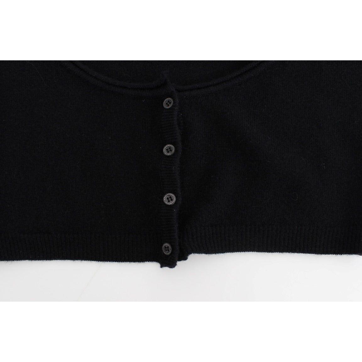 Ermanno Scervino Chic Cropped Black Wool-Cashmere Sweater Ermanno Scervino