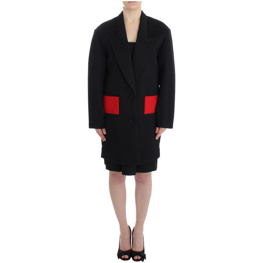 KAALE SUKTAE Black Coat Trench Long Draped Jacket Blazer