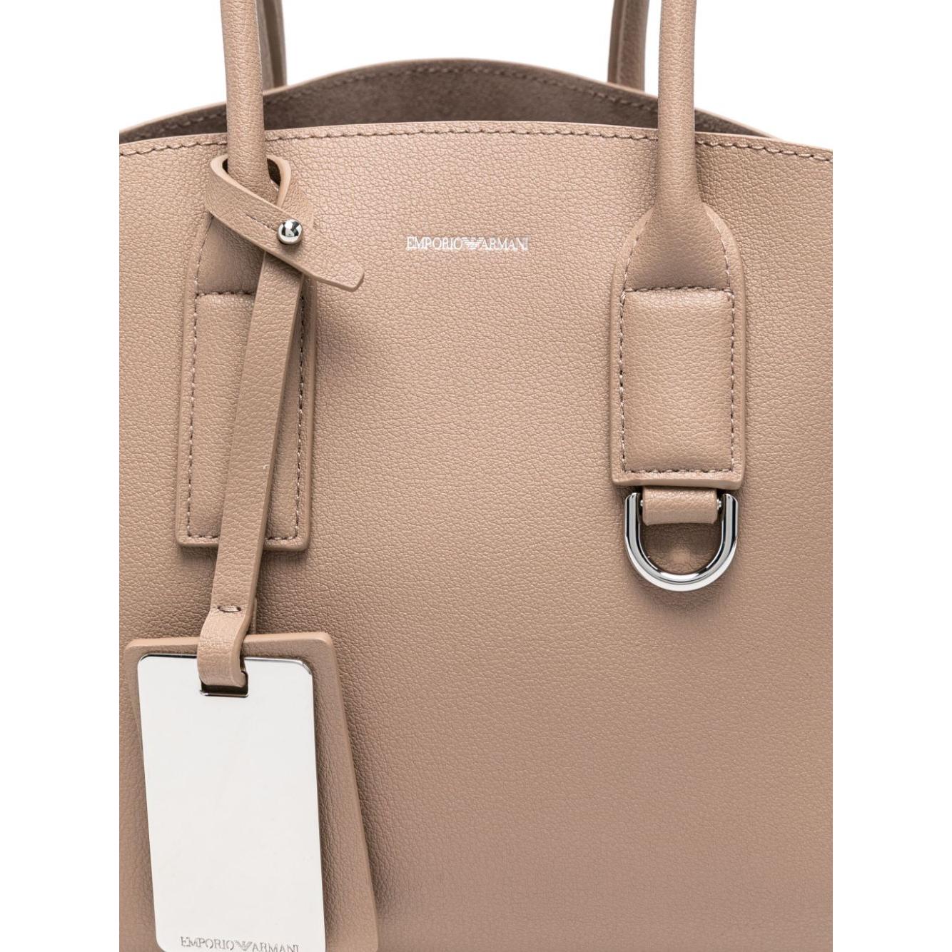 EMPORIO ARMANI CAPSULE calf leather grained texture Handbag  Beige Shopper Emporio Armani