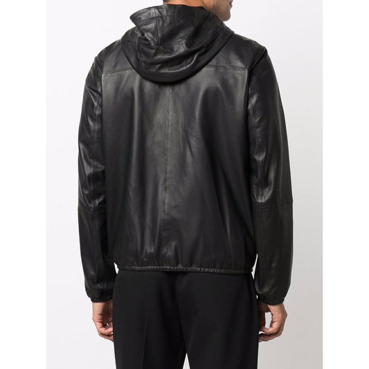 Emporio Armani hooded leather jacket Jackets Emporio Armani Lavender