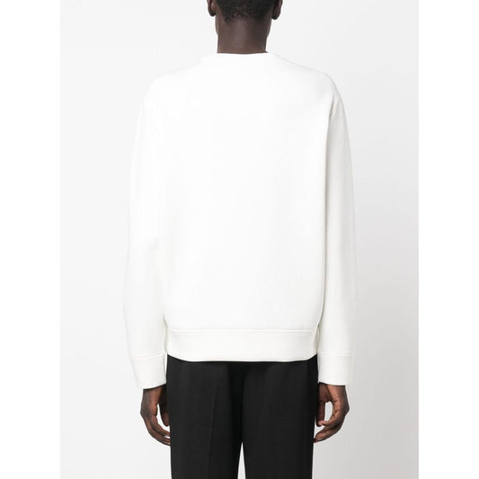 Emporio Armani Double-jersey sweatshirt with embossed embroidered EA logo Topwear Emporio Armani White Smoke