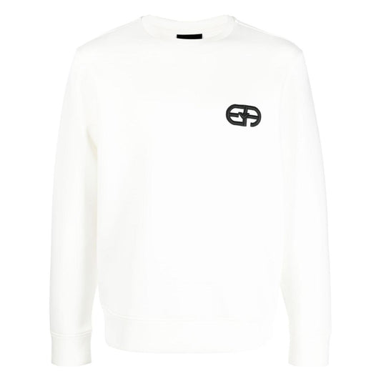 Emporio Armani Double-jersey sweatshirt with embossed embroidered EA logo Topwear Emporio Armani White Smoke