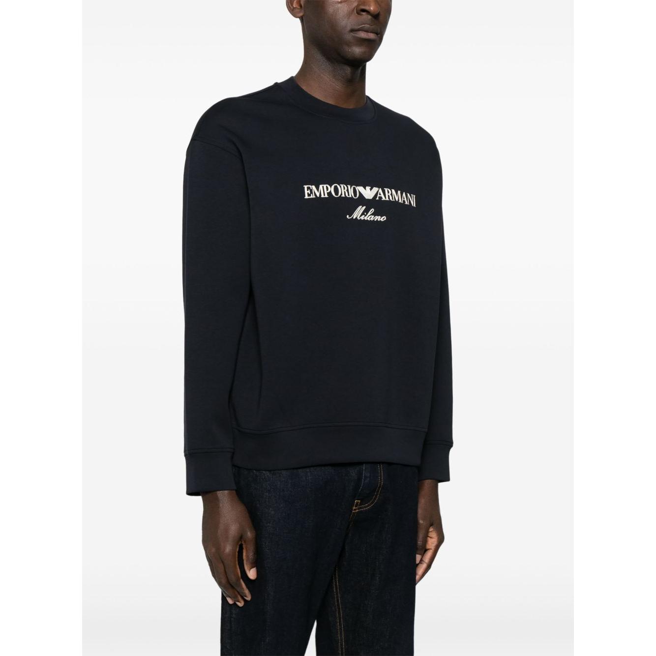 Emporio Armani ASV Double-jersey sweatshirt with logo embroidery Topwear Emporio Armani Black