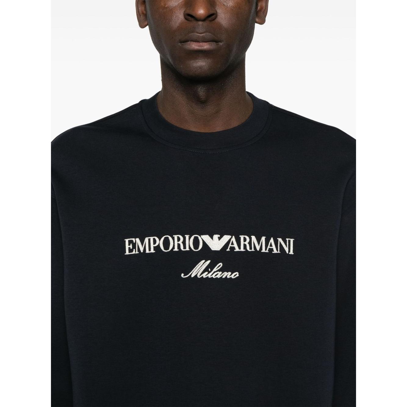 Emporio Armani ASV Double-jersey sweatshirt with logo embroidery Topwear Emporio Armani White Smoke