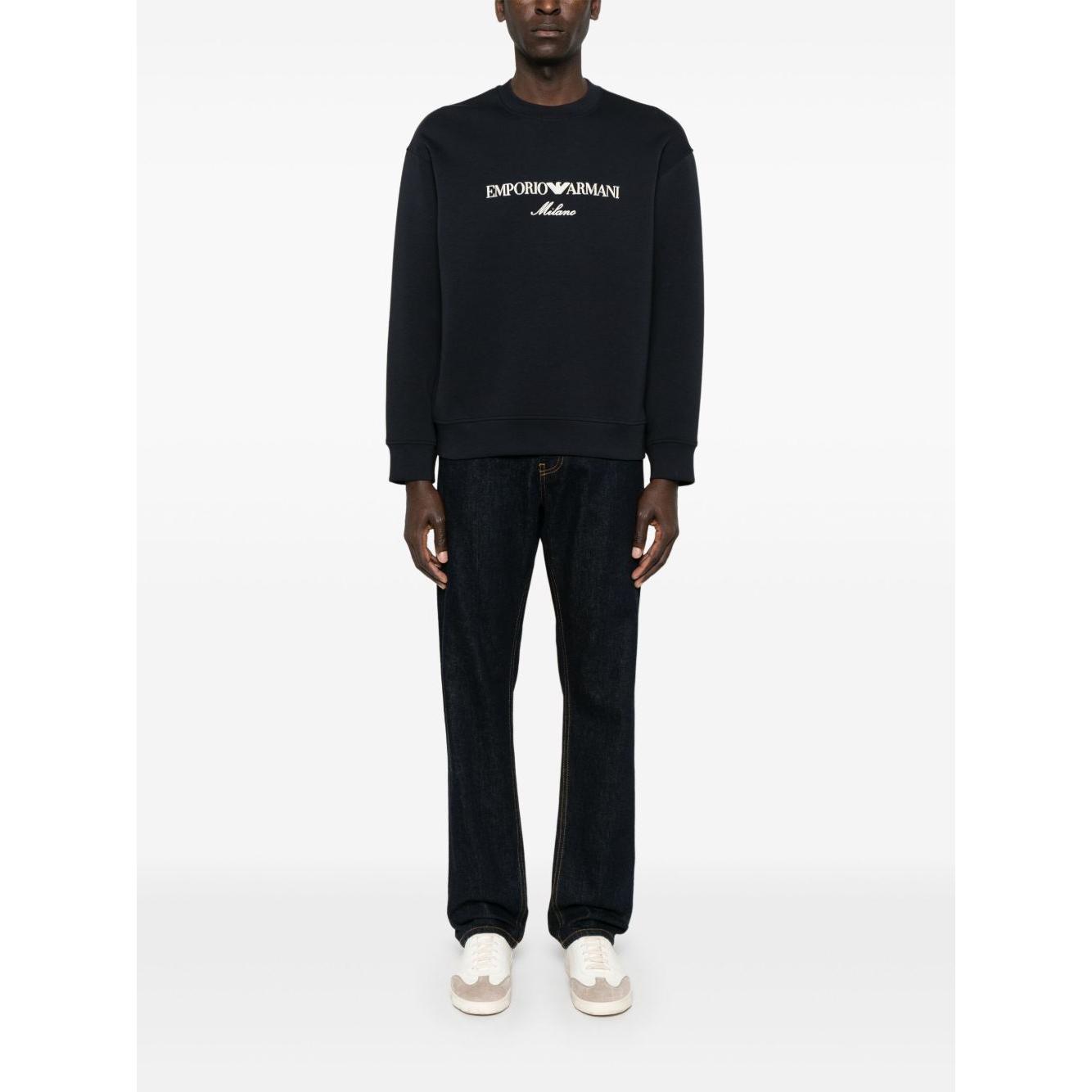 Emporio Armani ASV Double-jersey sweatshirt with logo embroidery Topwear Emporio Armani Black