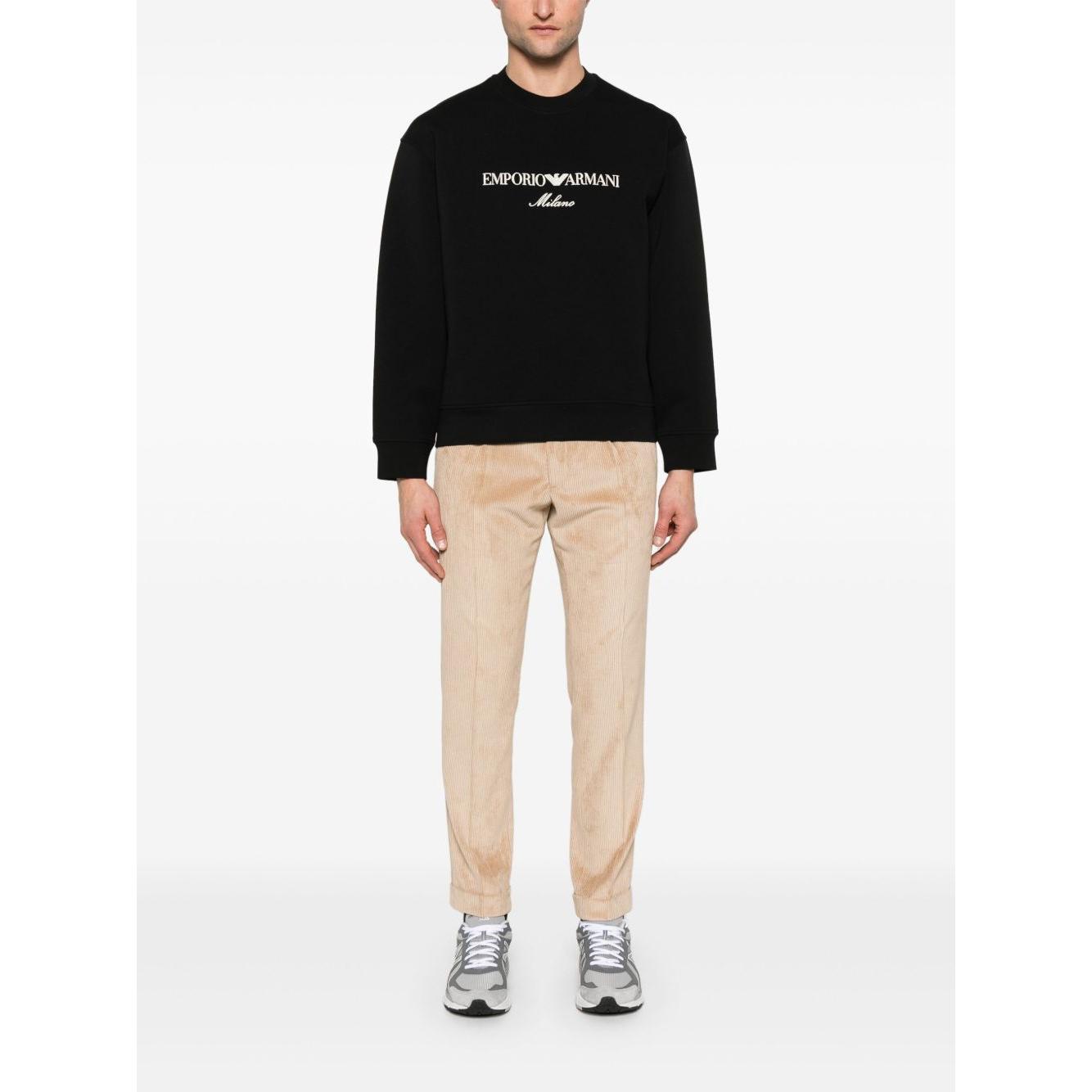 Emporio Armani ASV Double-jersey sweatshirt with logo embroidery Topwear Emporio Armani White Smoke
