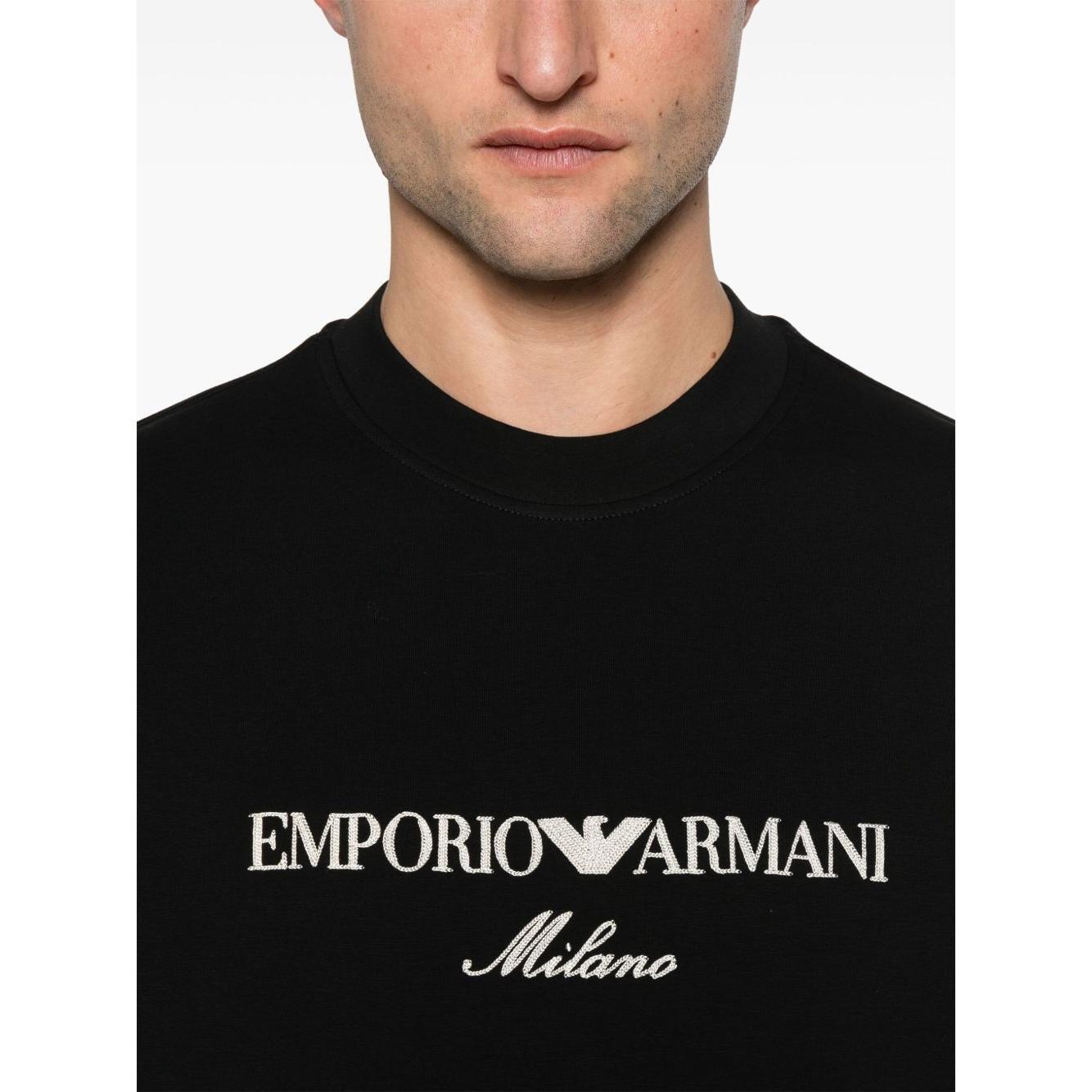 Emporio Armani ASV Double-jersey sweatshirt with logo embroidery Topwear Emporio Armani Light Gray