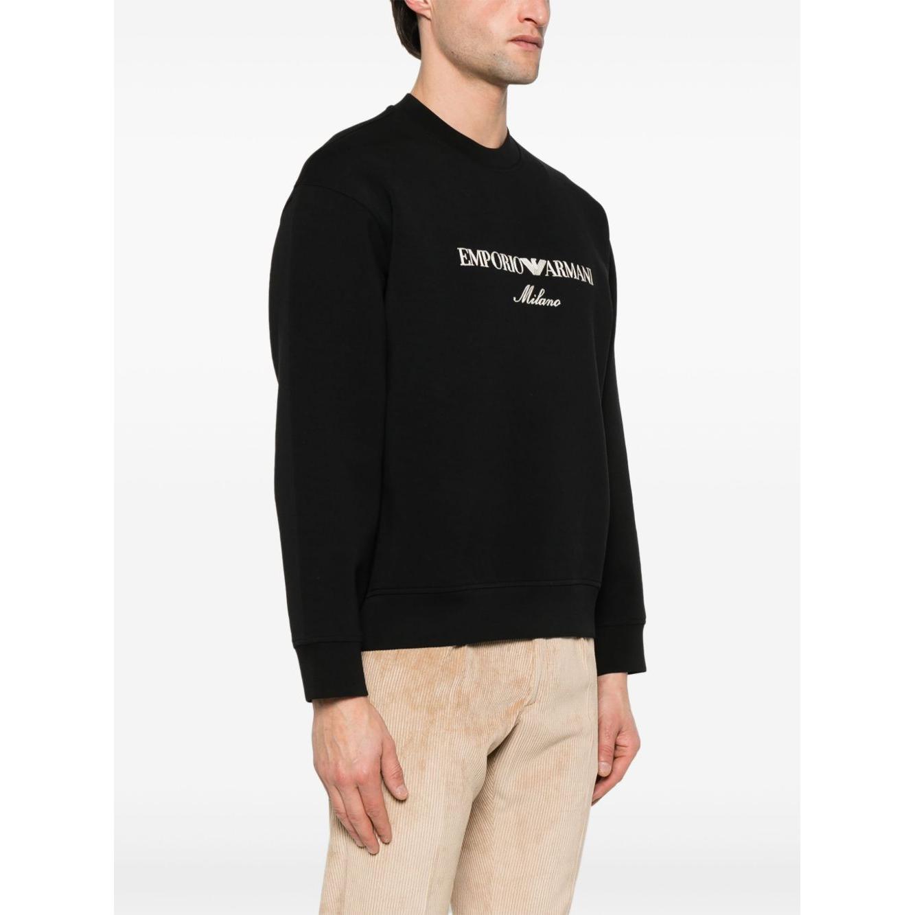 Emporio Armani ASV Double-jersey sweatshirt with logo embroidery Topwear Emporio Armani Beige