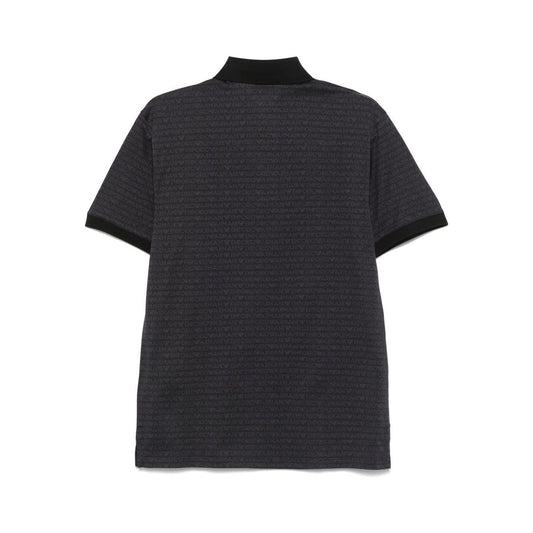 Emporio Armani jersey polo shirt with all-over jacquard lettering Topwear Emporio Armani Dark Slate Gray