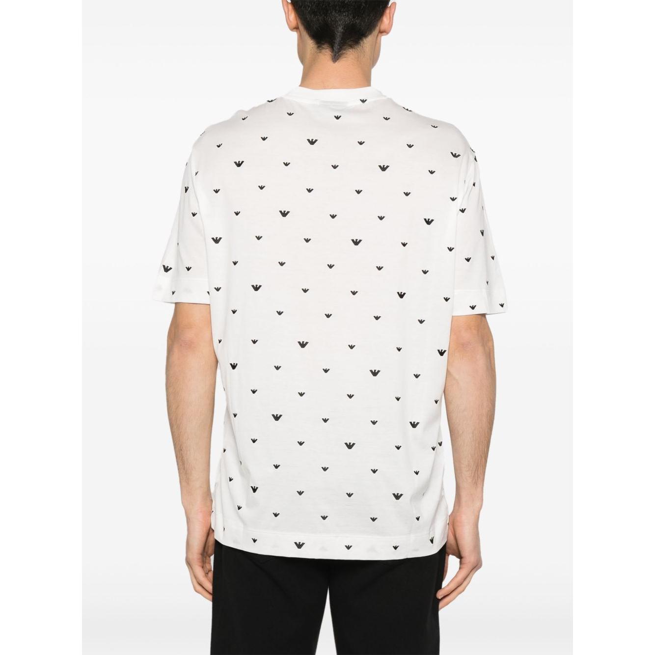 Emporio Armani Allover Logo T -Shirt Topwear Emporio Armani White Smoke