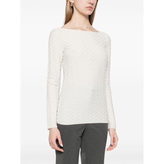 Emporio Armani Jacquard boat-neck top Topwear Emporio Armani White Smoke