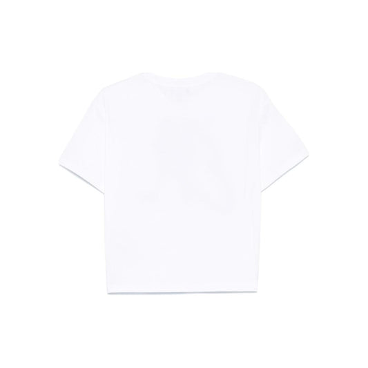 Emporio Armani Cotton jersey T-shirt with maxi lurex logo Topwear Emporio Armani Ghost White