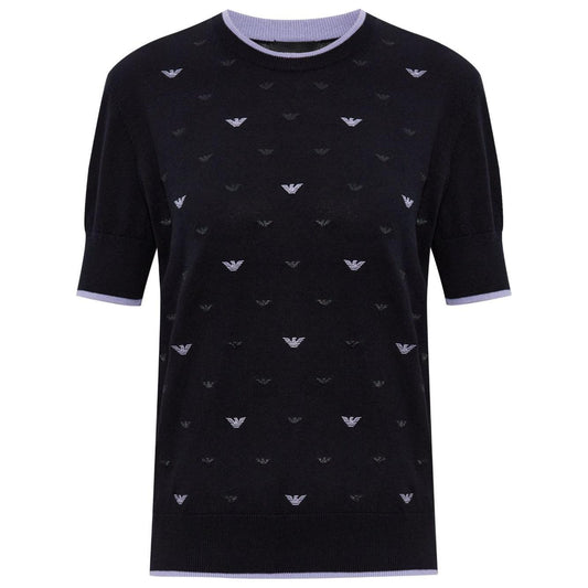 Emporio Armani Jumper with all-over micro eagle embroidery Topwear Emporio Armani Black