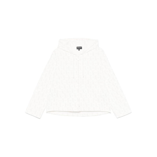 Emporio Armani Zip-up hoodie in double jersey with all-over lettering Topwear Emporio Armani Snow
