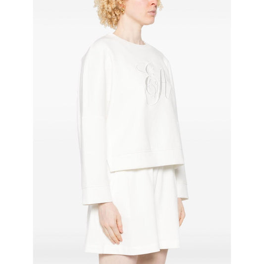 Emporio Armani Double jersey sweatshirt with EA logo embroidery Topwear Emporio Armani White Smoke