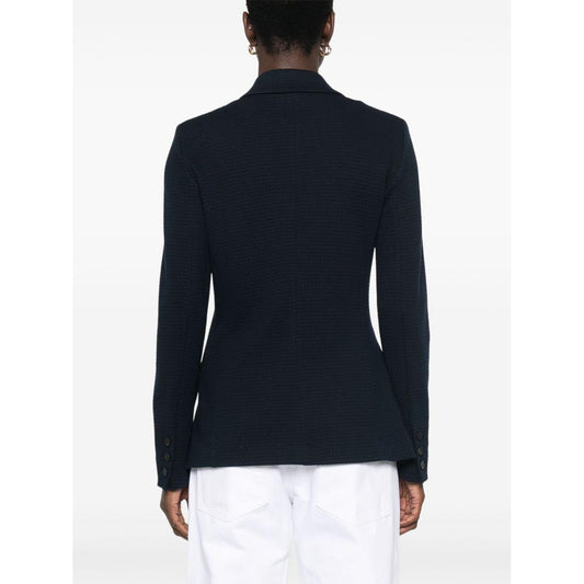 Emporio Armani Icon single-breasted blazer in an embossed jacquard knit jersey Jackets Emporio Armani White Smoke