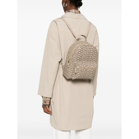 Emporio Armani Mini backpack with monogram print Backpacks Emporio Armani Antique White