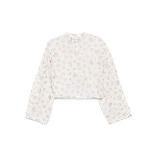 Emporio Armani Fil coupé fabric blouson with all-over floral motif Shirts Emporio Armani Beige