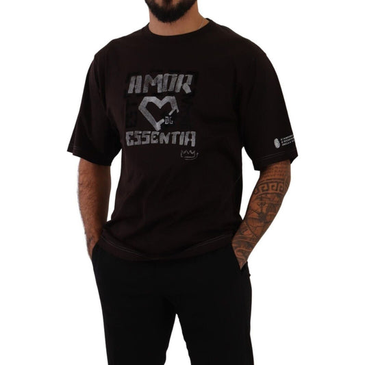 Dolce & Gabbana Bordeaux Cotton L-Amore Print Crewneck T-shirt