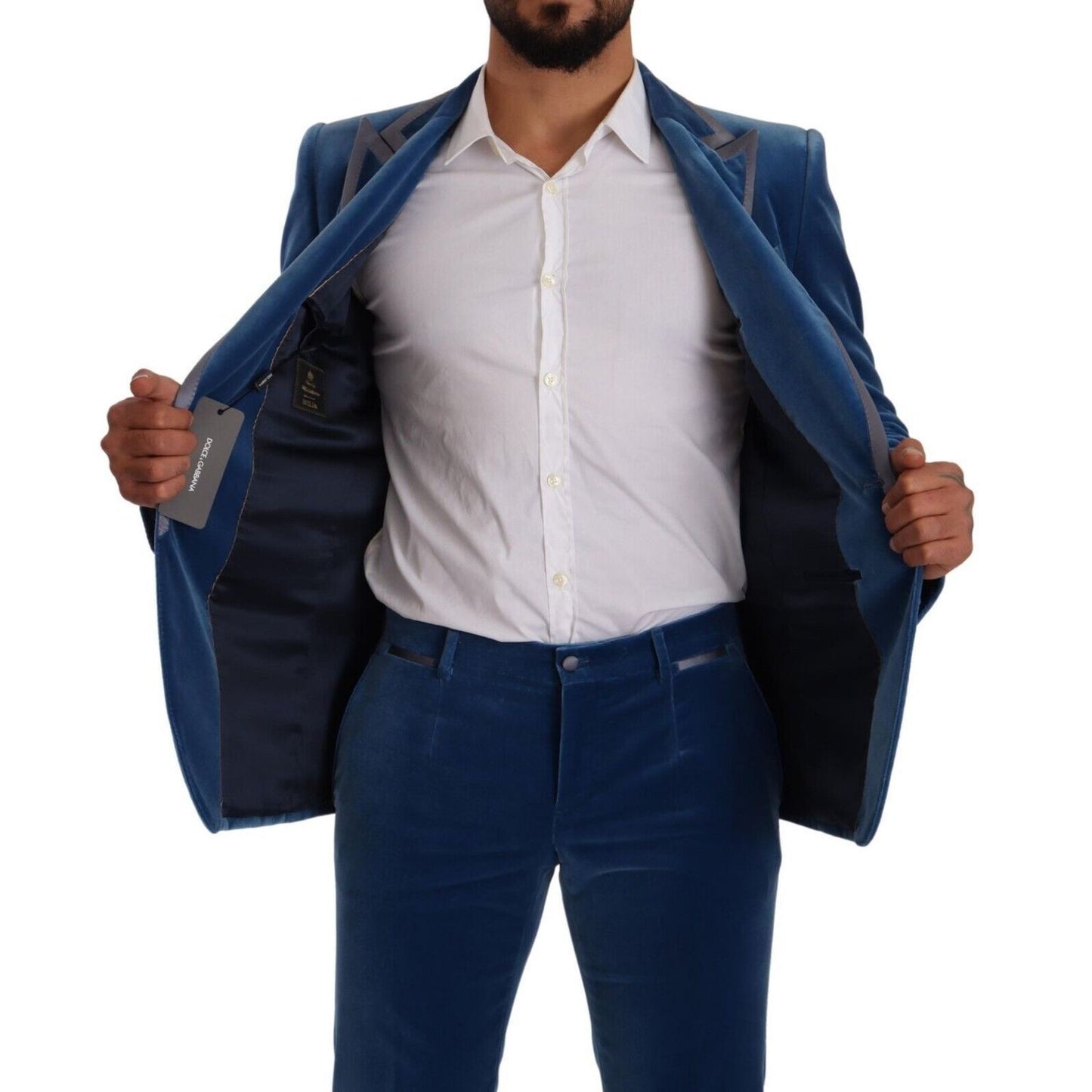 Dolce & Gabbana Blue SICILIA Velvet Slim Fit 2 Piece Suit