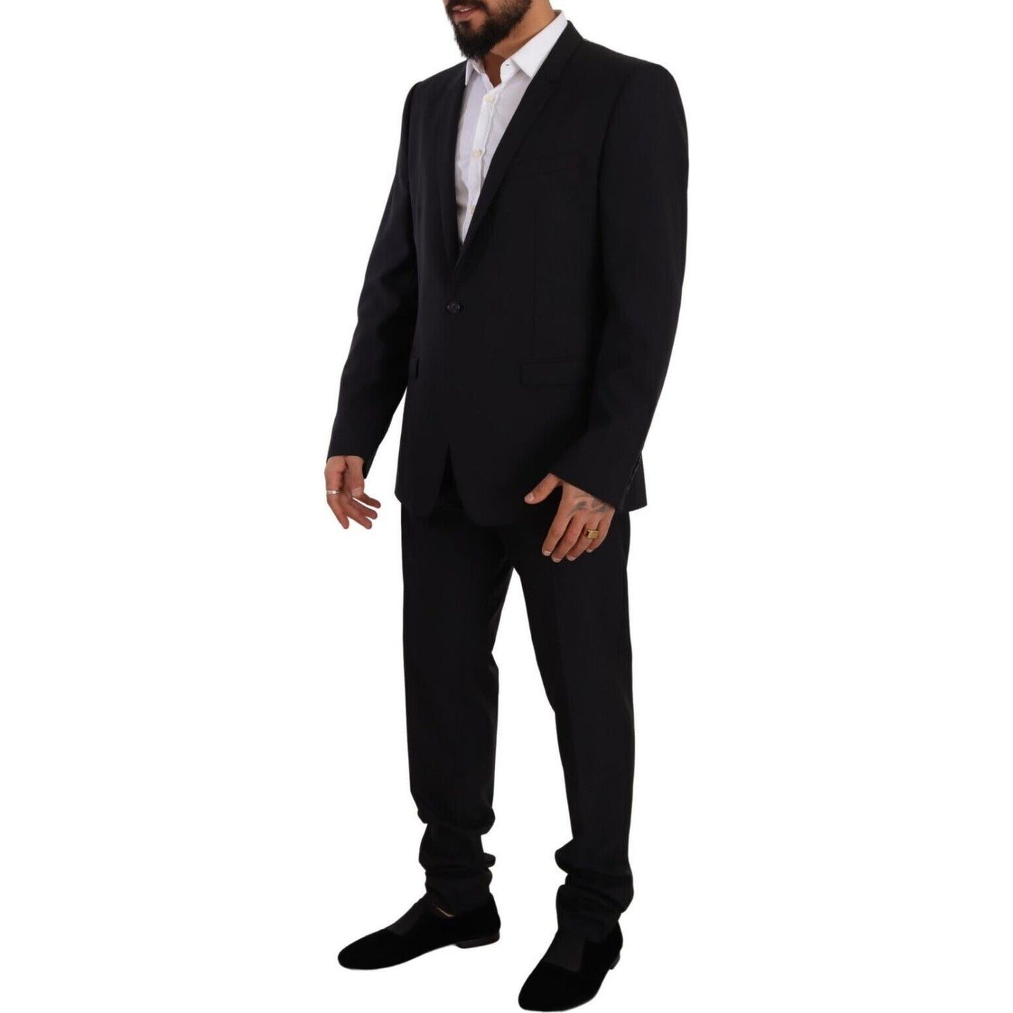 Dolce & Gabbana Blue GOLD Wool Single Breasted 2 Piece Suit