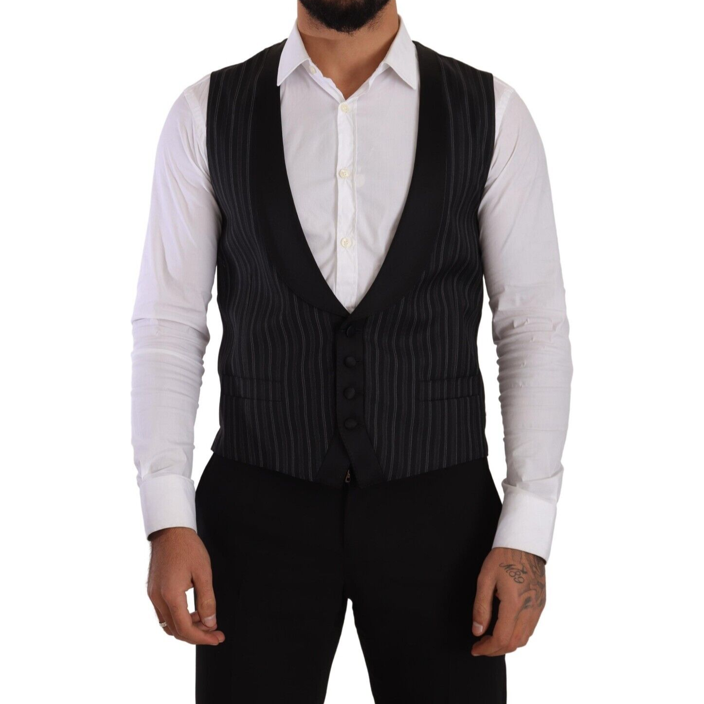 Dolce & Gabbana Elegant Striped Formal Dress Vest Dolce & Gabbana