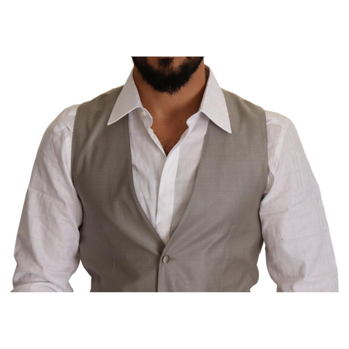 Dolce & Gabbana Elegant Single Breasted Dress Vest in Beige Dolce & Gabbana