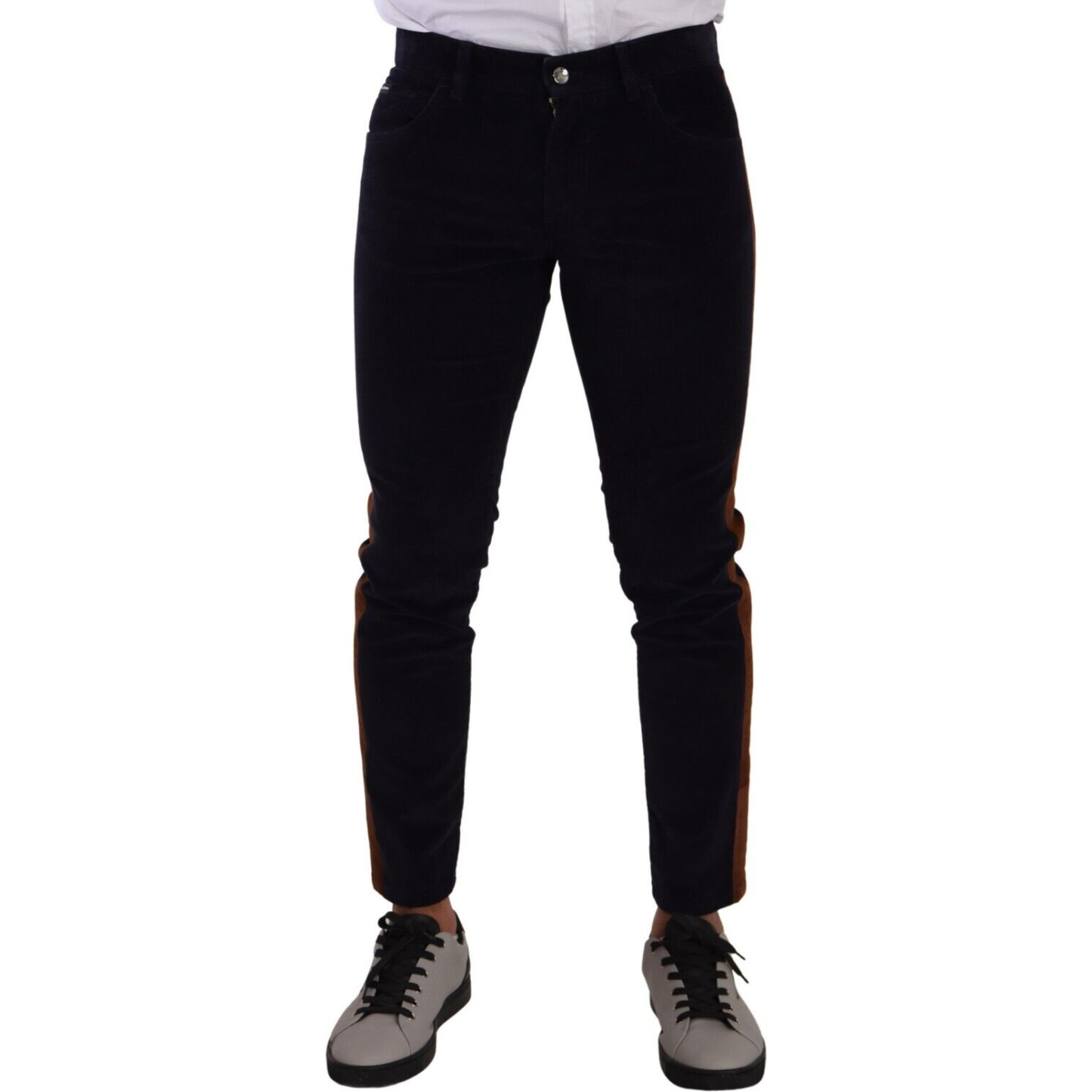 Dolce & Gabbana Blue Cotton Stretch Skinny Corduroy Jeans
