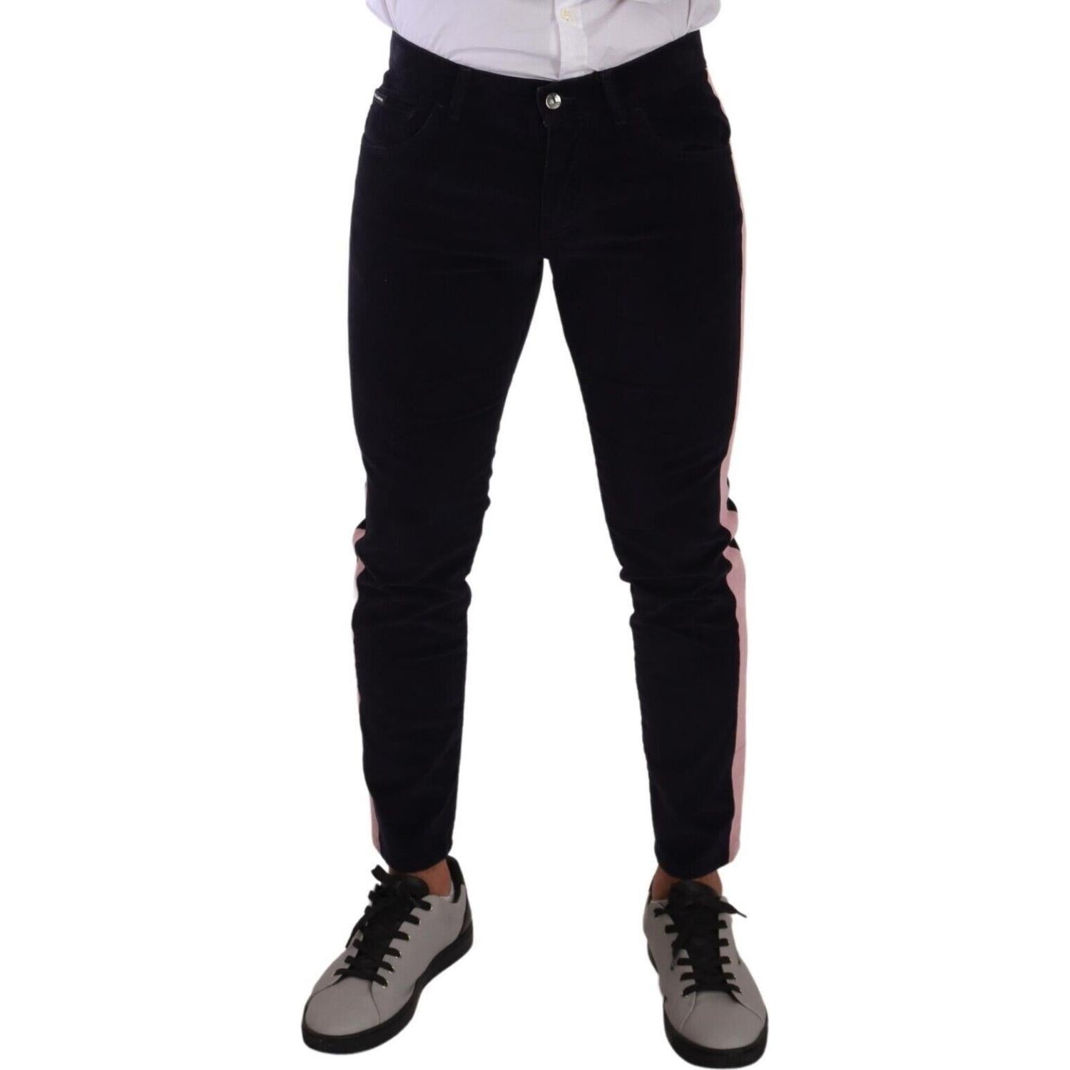 Dolce & Gabbana Blue Corduroy Cotton Stretch Skinny Jeans