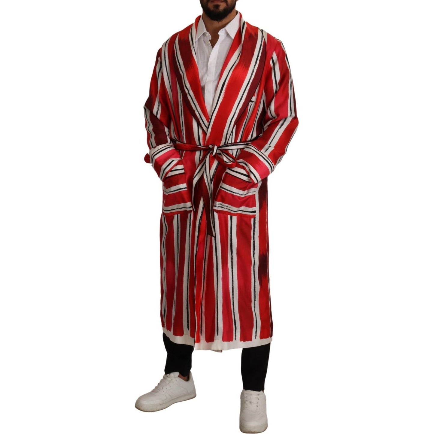 Dolce & Gabbana Chic Striped Silk Sleepwear Robe Dolce & Gabbana