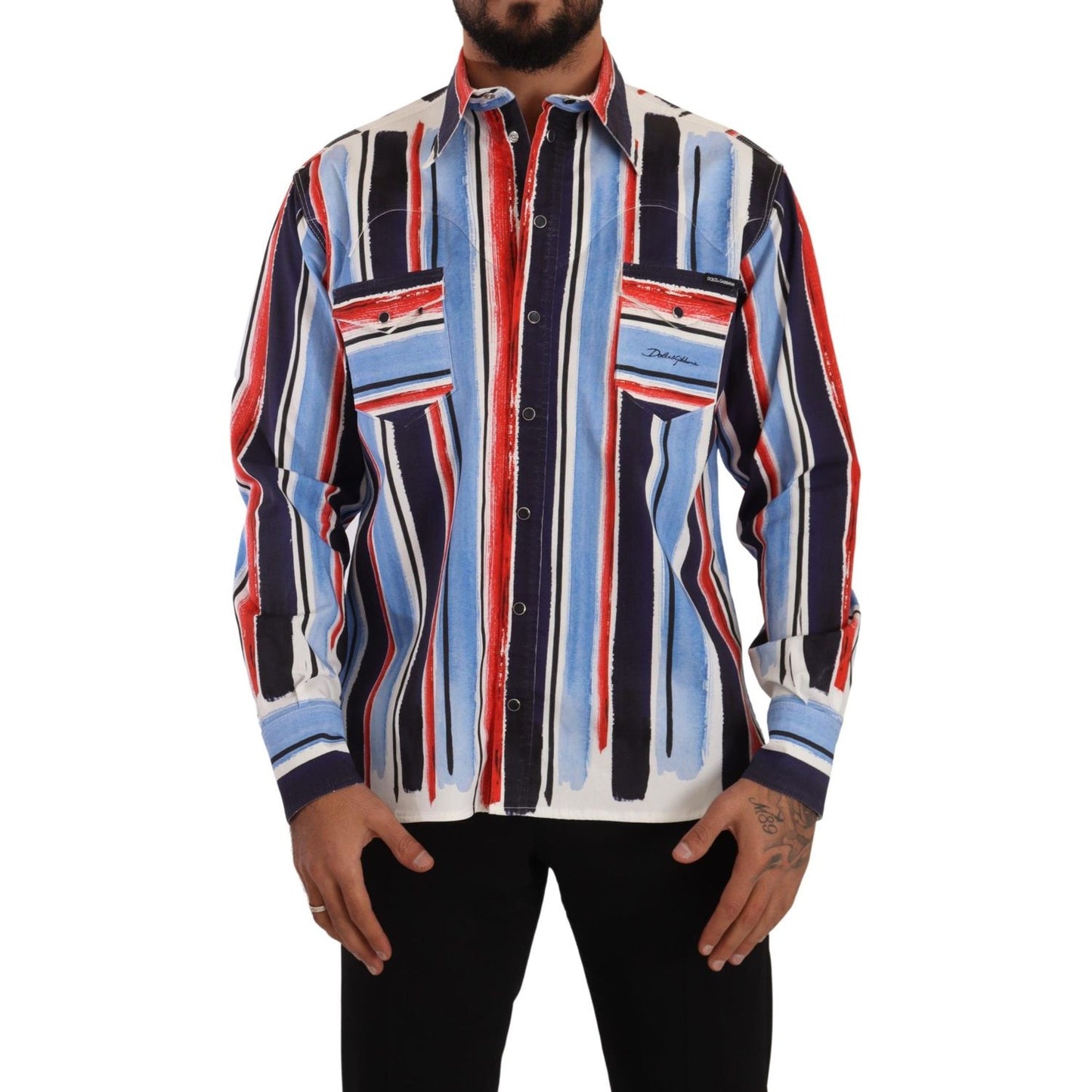 Dolce & Gabbana Elegant Striped Cotton Shirt with Pockets Dolce & Gabbana