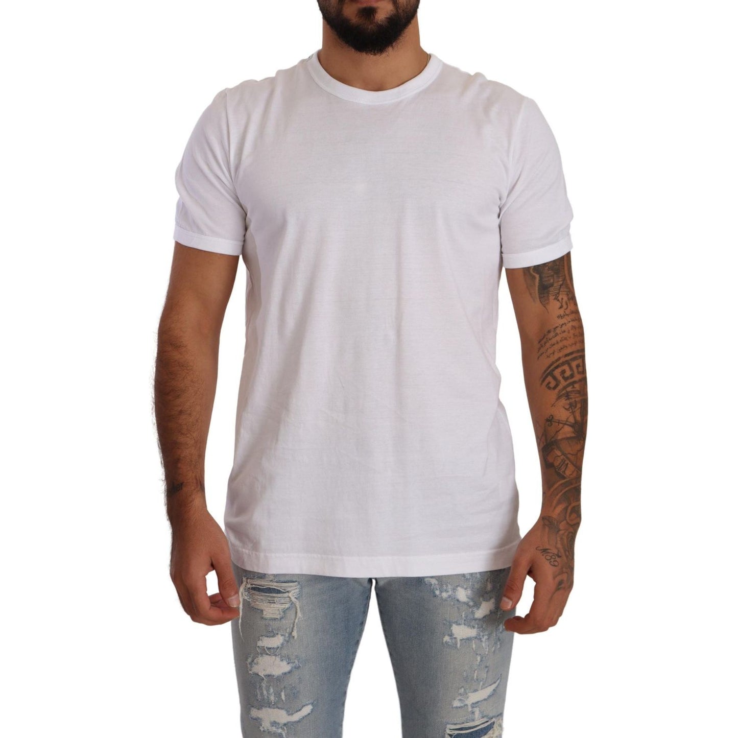 Dolce & Gabbana Elegant White Cotton Crewneck Tee Dolce & Gabbana