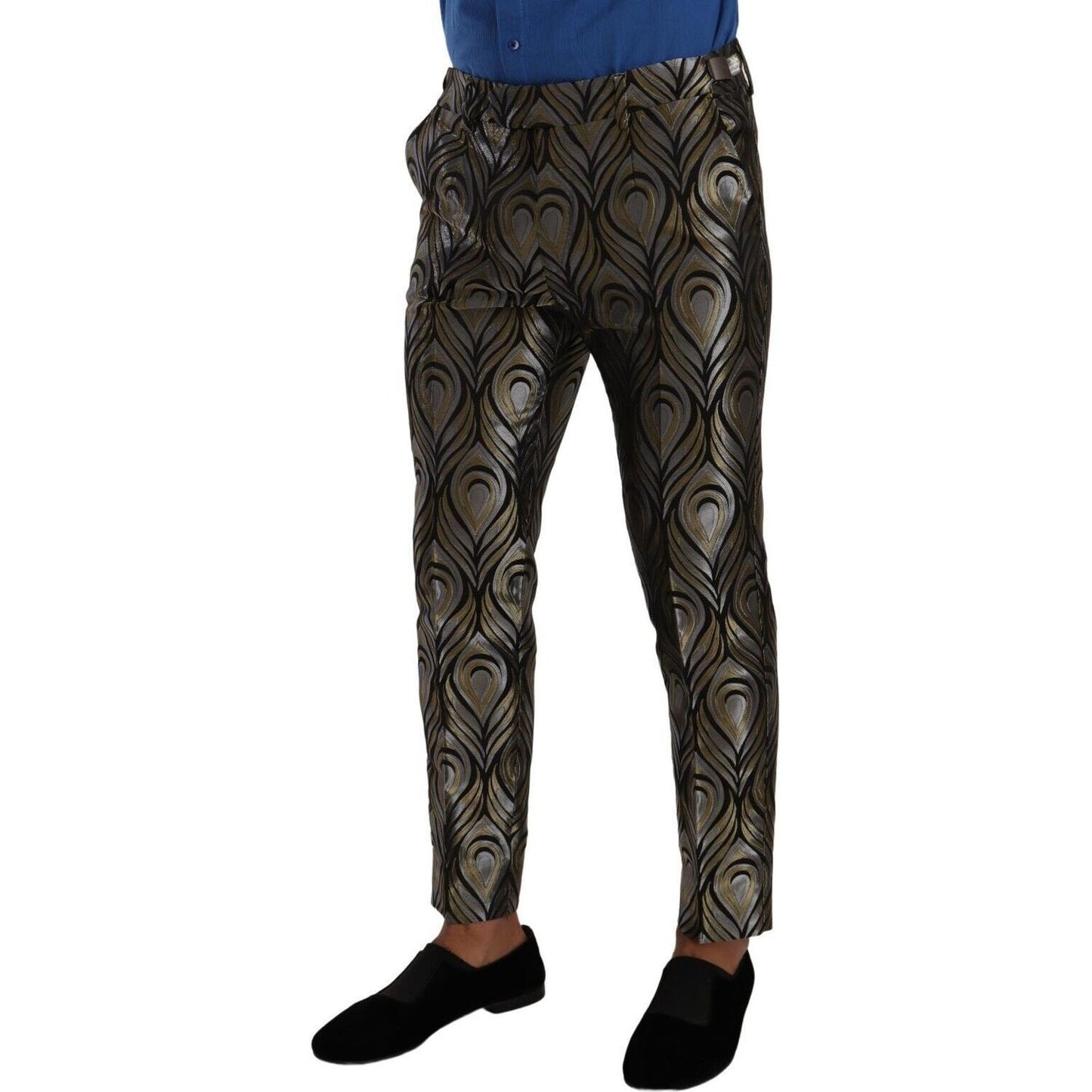 Dolce & Gabbana Elegant Slim Fit Metallic Dress Trousers Dolce & Gabbana