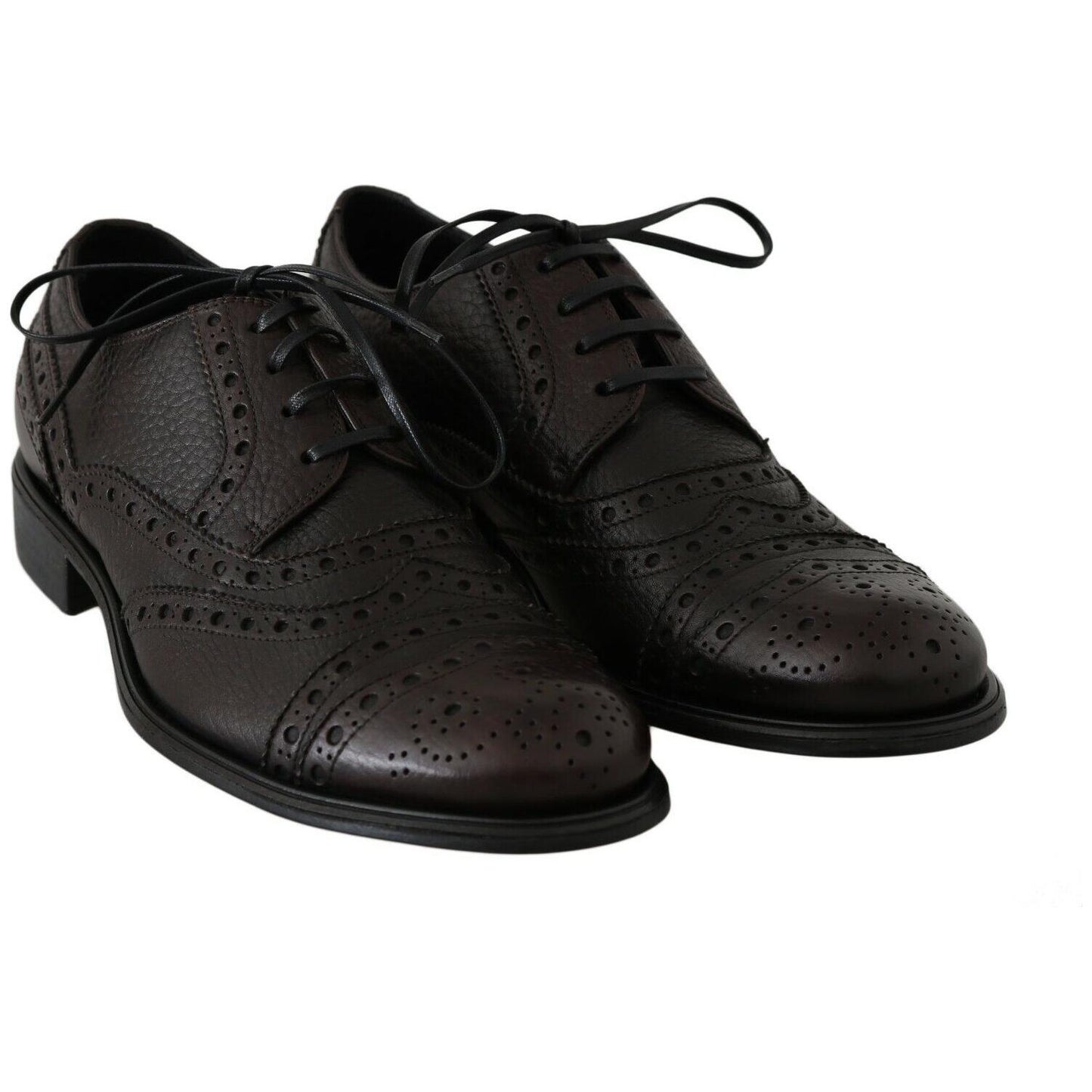 Dolce & Gabbana Brown Leather Wingtip Derby Formal Shoes