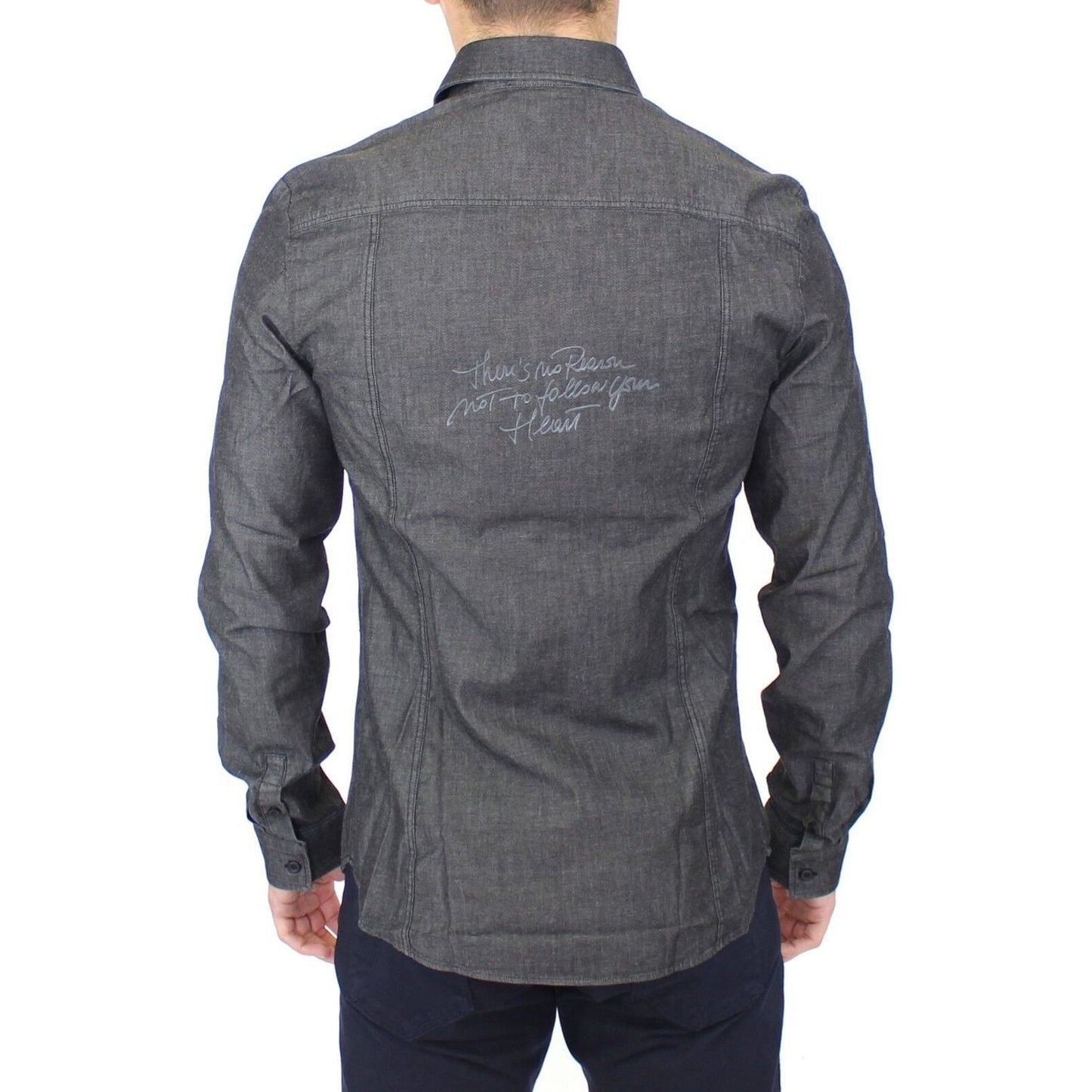 Ermanno Scervino Elegant Gray Stretch Denim Casual Shirt Ermanno Scervino