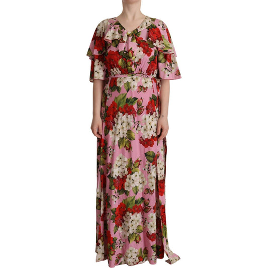 Dolce & Gabbana Pink Floral Silk Stretch Gown Maxi Dress 11% Elastane,1728,67345645728,Clothing,Dolce & Gabbana,Dresses - Clothing,Dresses - Women - Clothing,IT40|S,IT42|M,Long - Dresses - Clothing,Material: 89% Silk,New with tags,Pattern - Dresses - Clot