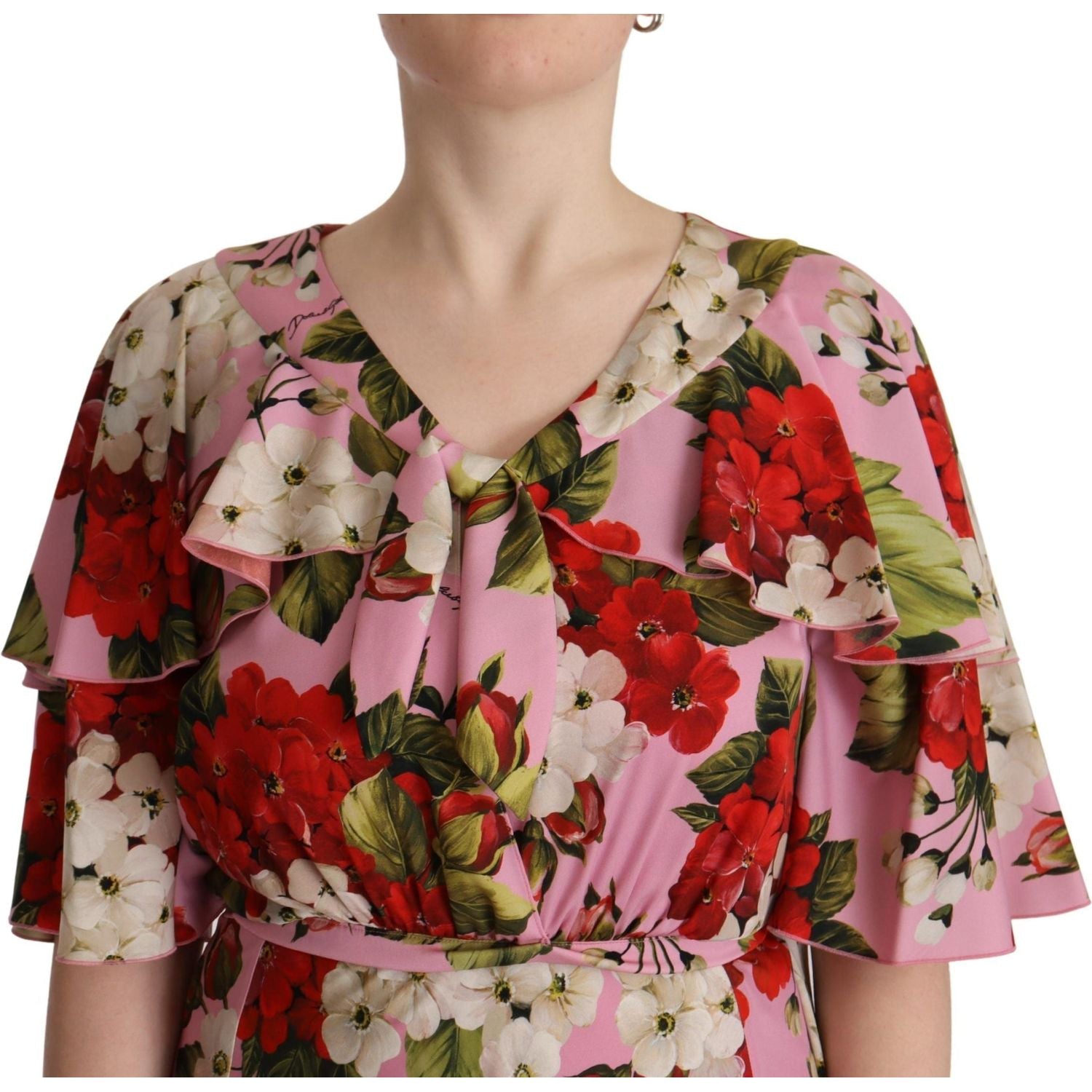 Dolce & Gabbana Pink Floral Silk Stretch Gown Maxi Dress