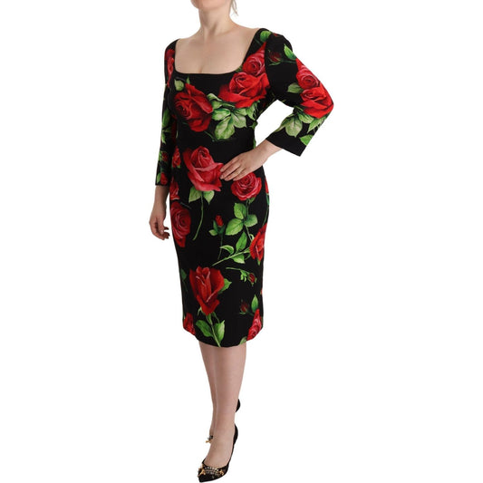 Dolce & Gabbana Elegant Floral Print Silk Sheath Dress Dolce & Gabbana