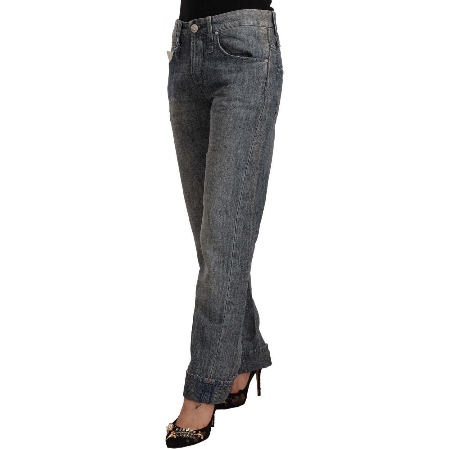 Acht Chic Gray Washed Straight Cut Jeans Acht