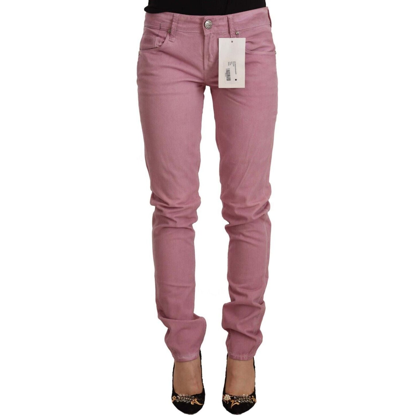 Acht Pink Cotton Slim Fit Women Denim Skinny Jeans