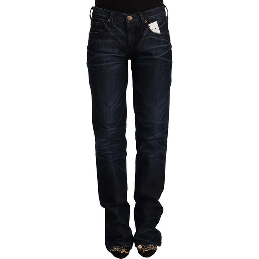 Ermanno Scervino Chic Dark Blue Mid Waist Jeans Ermanno Scervino