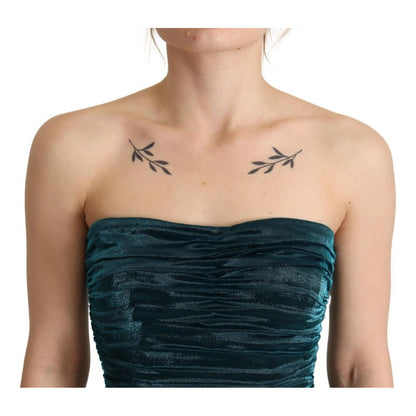 Dolce & Gabbana Turquoise Bustier Bodice Draped Midi Dress. Dolce & Gabbana