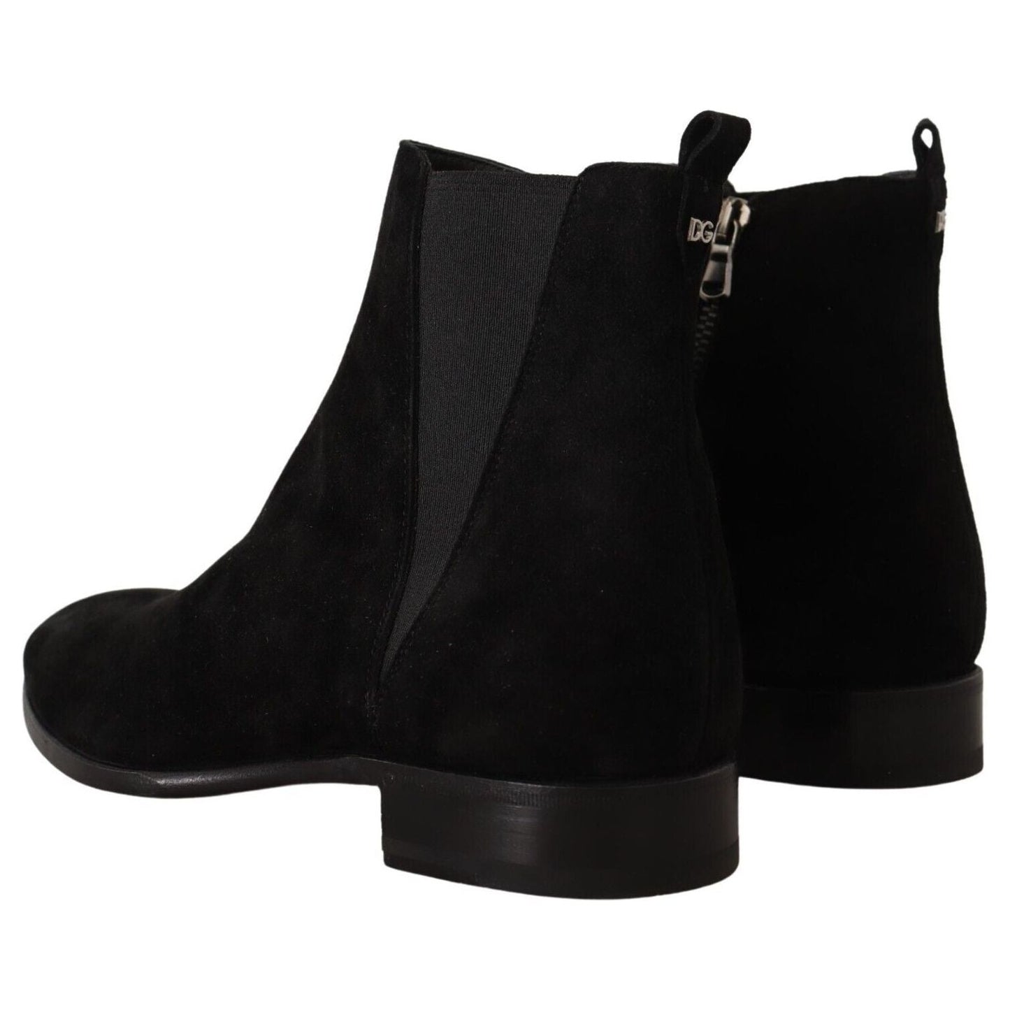 Dolce & Gabbana Black Suede Leather Chelsea Mens Boots Shoes