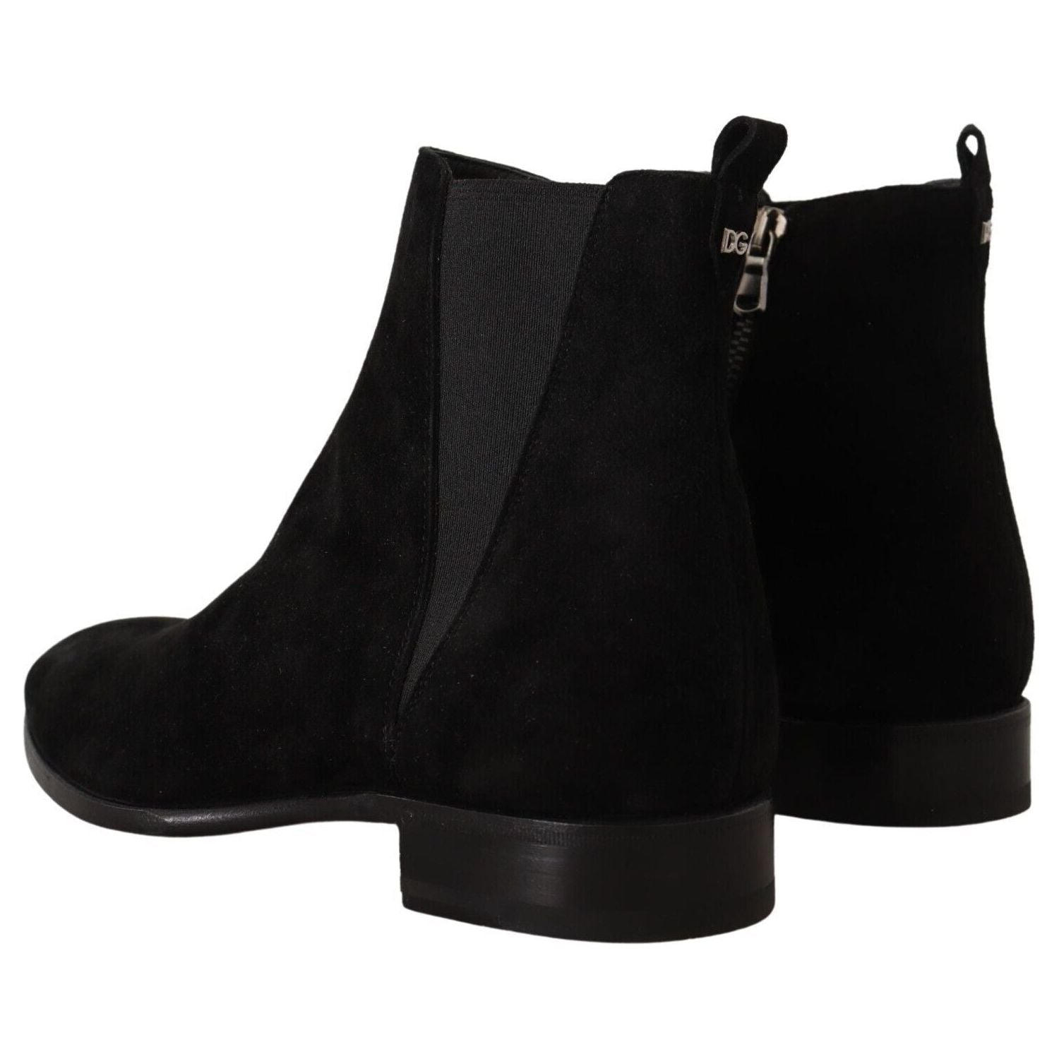 Dolce & Gabbana Black Suede Leather Chelsea Mens Boots Shoes