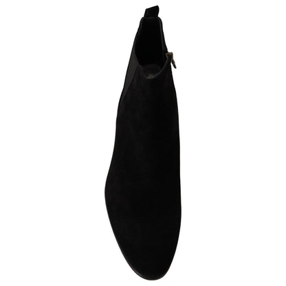 Dolce & Gabbana Black Suede Leather Chelsea Mens Boots Shoes