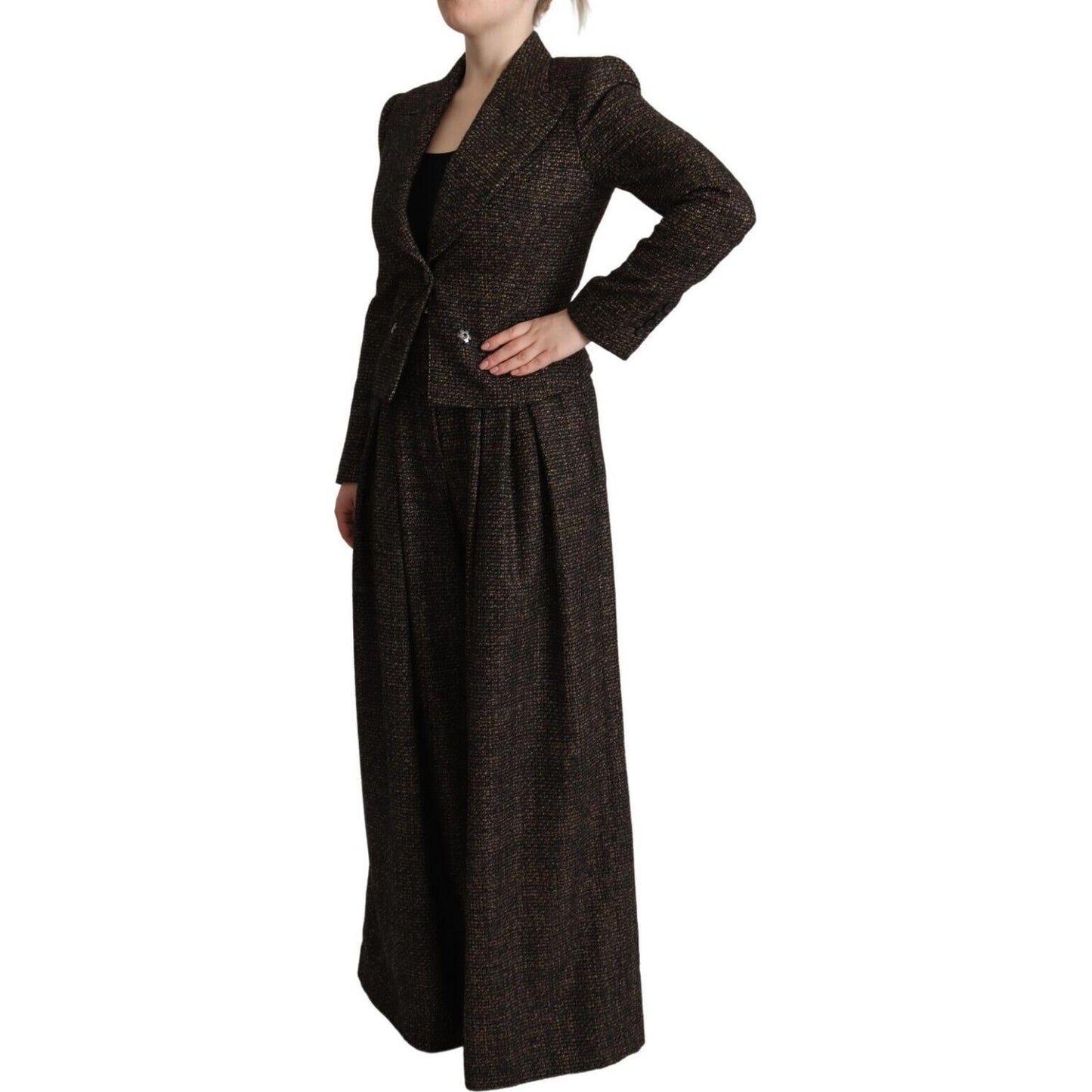 Dolce & Gabbana Dark Brown Wool Single Breasted 2 Pc Jacket Pants Dolce & Gabbana